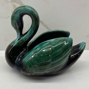 Vintage BMP Blue Mountain Drip Glaze Pottery Swan Planter Bowl Canada